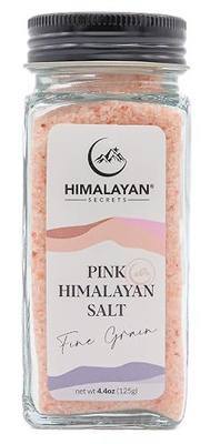 Himalayan Secrets Natural Pink Cooking Salt in Refillable French Glass Shaker - Fine, Unrefined, Mineral Rich, Bold Flavor, No Additives, Kosher Certified (4.4 oz)