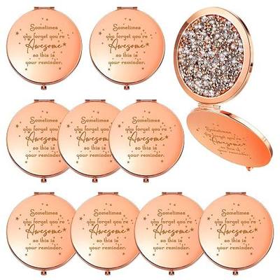 Roowest 10 Pcs Compact Mirror Gifts for Women Sometimes You Forget Your Awesome Bulk Appreciation Party Favors for Employee Coworker Friends Birthday Spa Christmas Inspirational Stuffers (Rose Gold)