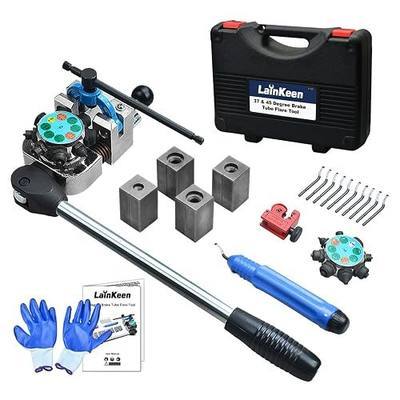 LainKeen Brake Line Flaring Tool Kit for 45 and 37 Degree Single, Double and Bubble Flares,Brake Line and Tubing Flaring Tool for 3/16", 1/4", 5/16",3/8" Tubes