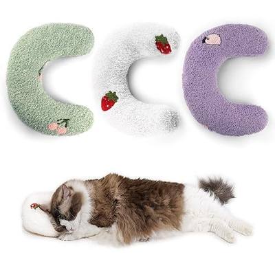 3 Packs Cat and Small Dog Calming Pillows, Half Donut Curated Bed, Cozy Cute Rabbit Shaped Indoor Pet Cushion