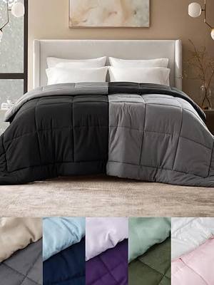 Bedsure Comforters Queen Size Duvet Insert, Quilted Down Alternative Comforter, Ultra Soft Lightweight Comforter Blanket for Bed, with 8 Tabs, Machine Washable, 88x88 in, Black/Grey