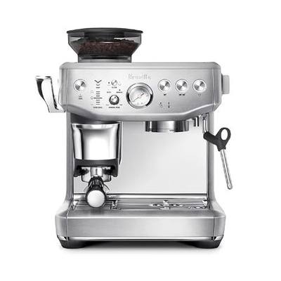 Breville BES876BSS Barista Express Impress, Brushed Stainless Steel | Craft café-quality lattes and cappuccinos at home with this semi-automatic espresso machine with built-in grinder