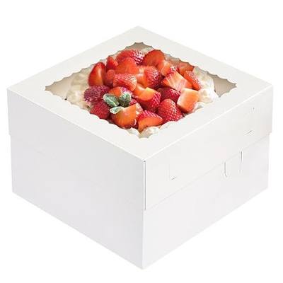 Moretoes 15Pcs Cake Boxes, 12x12x8 Inch White Bakery Boxes with Window Cake Containers Tall Dessert Cardboard Boxes | 350gsm Thickness Cardboard, Flat and Pre-folded for Easy Assembly, Highlight Your Baked Cakes and Display Gifts Perfectly