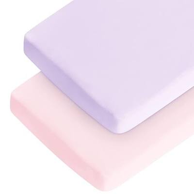 Crib Sheets Girl, 2 Pack Fitted Baby Crib Sheet, Pink & Violet | Breathable and Soft, Snug Fit for Standard Crib Mattress & Toddler Bed Mattress 52”X 28”