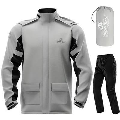 IRON JIA'S Rain Suit, Motorcycle Rain Gear for Men & Women, Waterproof Jacket and Pants, Breathable Reflective Raincoat for Farm Fishing Golf (Grey L)