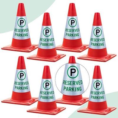 Oudain 8 Pack Reserved Parking Cone Sleeve Bright Reflective Reserved Sign 360° High Visible Message Sleeve Reserved Parking Signs for Traffic Safety Cone Driveway Road Commercial Residential Area