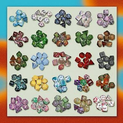1985 Games Mystery Dice Set, DND Dice, Guaranteed No Duplicates, 1 Pack | Mystery D&D Dice Set of 7 Polyhedral Dice per Pack, Wide Range of Pattern, Gaming Dice, Suitable for Role Playing (Pack of 1)