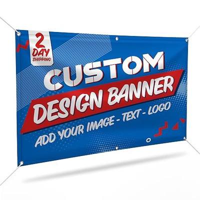 Custom Banners and Signs for Indoor Outdoor w/Any Image, Logo & Text Vinyl Banner | 5 Theme, 15 Font & 25 Background Options | Personalized Banners - 2x2