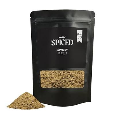 SPICED Ground Savory, 8oz of Ground Savory Leaves in Closable Bag for Cooking, Great for Meat, Vegetables, Sauce, Marinade and Salad Dressing