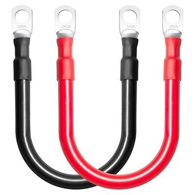 2 AWG Battery Cables, 8 Inch 2 Gauge Marine Battery Inverter Cable Set With 3/8" Terminals Lugs (Positive and Negative) for Solar, Rv, Car, Boat, Motorcycle, Automotive(Black and Red)