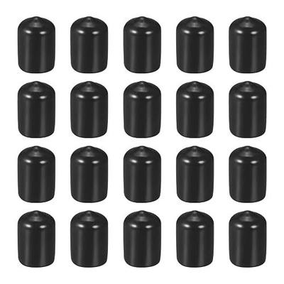 DMiotech 20 Pack 1/2" ID Black Screw Thread Protectors Rubber End Caps Bolt Covers for Screw Bolt Furniture Pipe
