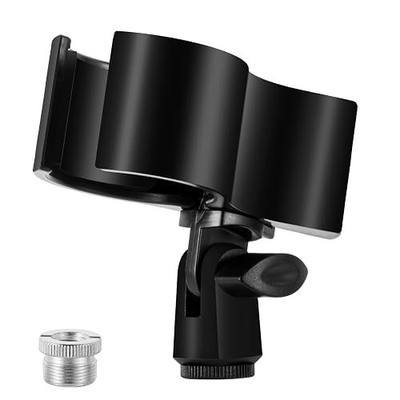 BILIONE Large Microphone Clip for Mics with Outer Diameter 1.26" to 2.3" | Adjustable Mic Holder, Premium ABS, Inside sponge to protect microphones, With 5/8" Male to 3/8" Female Screw Adapter