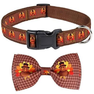 Malier Thanksgiving Dog Collar - Adjustable Bowtie Turkey Collar for Dogs (Small, Turkey-Brown)