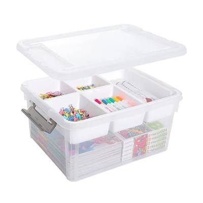 Citylife 17QT Clear Craft Organizers and Storage Box with Removable Tray | Stackable Art Supply Organizer Storage Bins with Lids for Beads, Markers, Sewing, Tools, Playdoh, Coloring Books, Made in USA