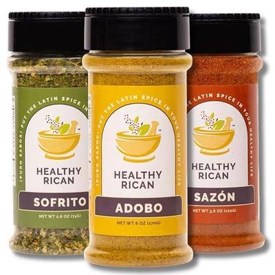 Healthy Rican Adobo Sazon Sofrito Seasoning and Herbs Mix Dry Non GMO No Preservatives MSG Artificial Coloring Gluten Free Diabetes Keto Friendly Whole 30 Approved (Regular Variety Bundle)