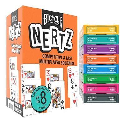 Bicycle Nertz Card Game (Solitaire) , 8 Decks of Jumbo Index | Fast-paced competitive play, Color-coded decks, Up to 8 players, Air Cushion Finish, Large print for easy reading