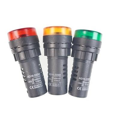 HSF 3-Pack 22mm LED Buzzer Flash Alarm, 110/120V, AD16-16SM-RR110V | Three 22mm red LED buzzer indicators provide flashing and audible alerts for 110/120V control panels and signal equipment.