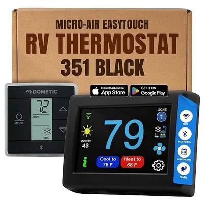 MICRO-AIR EasyTouch Digital RV Thermostat Replacement, 351 Black | Programmable and Reliable, WiFi and Bluetooth Enabled, Compatible with Dometic CT Single Zone