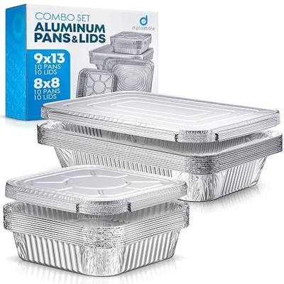 Disposable Aluminum Foil Pans with Lids, 20-Piece Combo Set, 9x13 & 8x8