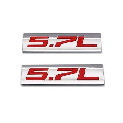 2X Chrome Metal 5.7L Logo Car Emblem Premium 3D 5.7 V8 Badge Auto Door Fender Sticker Side Wing Decal (5.7L,Silver&Red)
