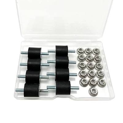 M4 Rubber Vibration Isolator Mount with Studs-Anti Vibration Shock Absorber for Car Bobbins, Pack of 8 M4X10mm 15X15mm with 16pcs LockNuts