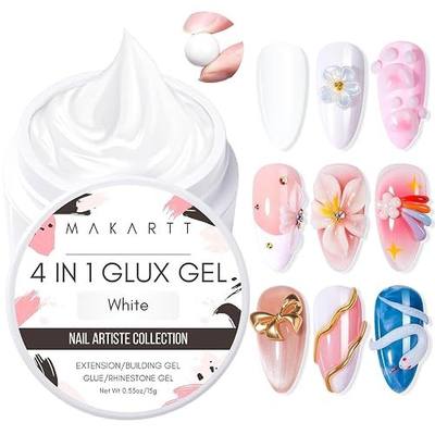 Makartt White 3d Gel Nail Art: 4-in-1 Glux Gel | White Sculpting Gels Non-sticky, Extension, Shaping, Molding, Strengthen, Sculpture, Salon Home Professional Use