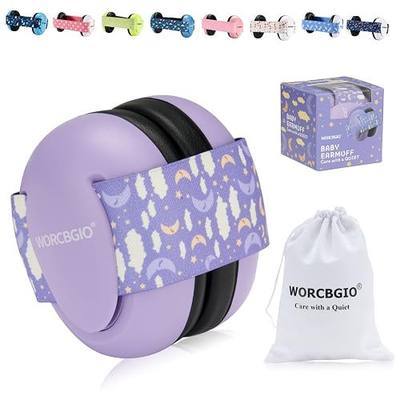 Infant Ear Protection Noise Cancelling Baby Ear Muffs, Toddler Hearing Protection with Adjustable Elastic Headband (Moon,Purple