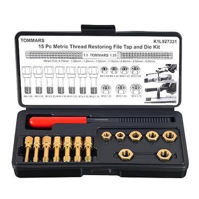 TOMMARS 15-Piece Metric Thread Chaser Set, M6 M8 M10 and M12 | Thread Restorer Tool and Rethreading Repair Kit for Cleaning, Restoring and Repairing Damaged Metric Threads