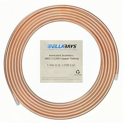 BELLA BAYS Copper Tubing 1/4" OD x 0.195" ID x 10 ft, 99.9% C12200 ASTM B280 Refrigeration ACR Tubing Seamless Soft Coil Round T2 Pure Copper Tube for HVAC System, Refrigerator, Industry, DIY