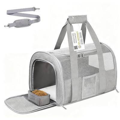 Cat Carrier Pet Dog Carrier Airline Approved for Puppy Cat Carrier Under 15 lbs, Collapsible Soft Sided Airline Approved Cat Carriers, Grey