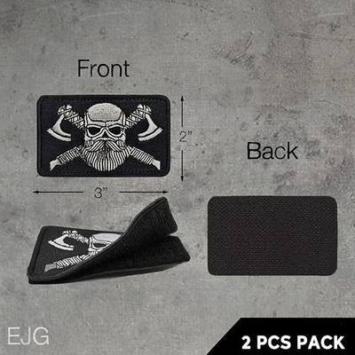 EJG 2pcs Hook and Loop Fastener Patch, Tactical Morale Embroidered Patches Badge Cool Punk Rock Music Skull Head for Caps Bags Backpacks Vest Military Uniforms Gears DIY Accessories