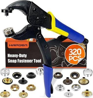 Snap Tool for Boat Covers, Heavy Duty Snap Fastener Tool, Snap Installation Tool with 320 PCS 4 Color 15mm Metal Snaps for Fabric