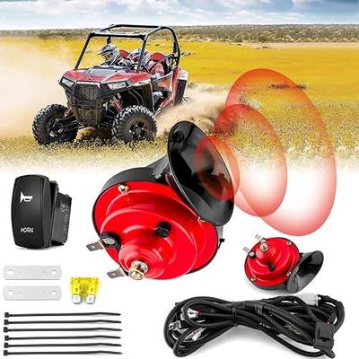 WeiSen 2PCS 12V Horn Kit w/Rocker Switch Fit For Polaris UTV ATV Golf Cart | 130DB Loud Horn, Plug & Play, Fit For Ranger RZR Maverick Teryx Talon Wildcat