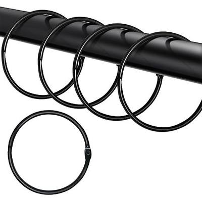 30Pcs Shower Curtain Rings Rustproof Shower Curtain Hooks for Bathroom Decorative Metal Round Shower Ring Hooks for Shower Rods Curtains (Black)