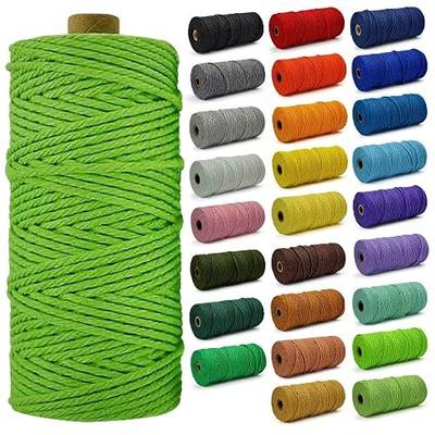 Macrame Cord - Natural Unbleached Macrame Rope - 4 Strand Twisted Cotton Rope for Wall Hanging,DIY Craft Making,Plant Hangers,Knotting Decorative Projects (Apple Green, 3mm x 220Yards)