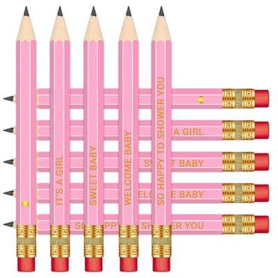 50Pcs - Baby Shower Sharpened Half Pencils with Erasers, Pre-sharpened Pencils for Baby Shower Games, 4 Inches