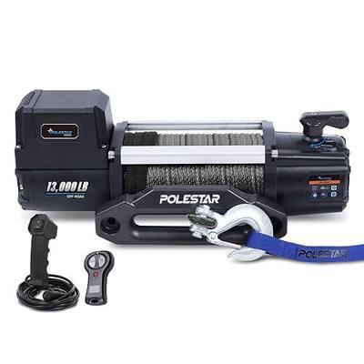 POLESTAR Winch 13,000lb Electric Winch Synthetic Rope 3/8" Diameter, 12V 6.0HP Truck Winch with Wireless Handheld Remote and Corded Control Recovery, IP68 Waterproof for Jeep, SUV, Truck & Trailer