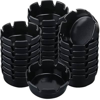 Reginary 24 Pieces 4" Ashtrays Bulk Round Ash Tray Outdoor Home Ashtrays for Patio Outdoor Restaurant Kitchen Table Indoor Decoration (Black)