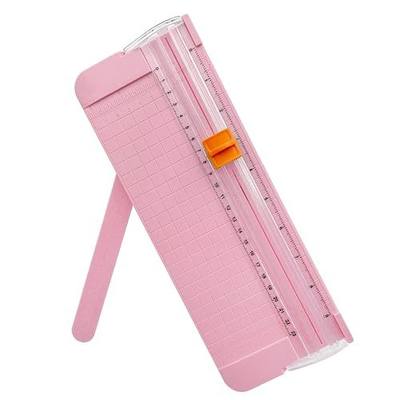 Paper Cutter, A4 Paper Trimmer with Security Safeguard & Side Ruler Portable Straight Edge Cutter for Scrapbooking Craft Paper, Photos, Label, Cardstock (Pink)