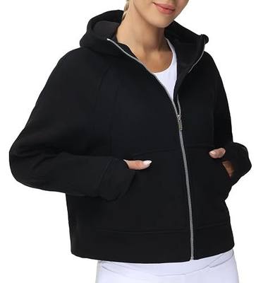 THE GYM PEOPLE Women's Full-Zip Hoodies Jacket Fleece Crop Top Sweatshirts