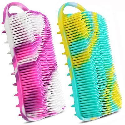 2PCS Silicone Body Scrubber, Loofah for Women, Gentle Exfoliating Shower Cleaner Bath Brush, Rubber Body Wash Deep Cleaning & Exfoliator & Massage, Travel-Friendly for Bathroom