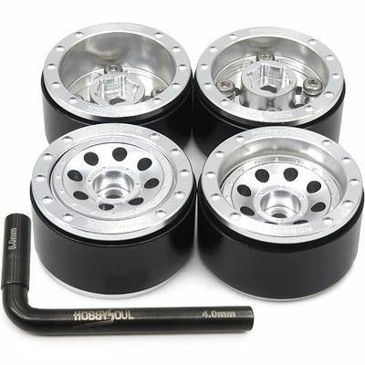 hobbysoul Adjustable Offset 1.0 beadlock Wheels Silver +1mm Positive & -3mm Negative Offset Heavy 1.0 Wheels Rims for RC Micro Crawler 1/18 Traxxas TRX4M Axial SCX24 AX24,(4-Pack)