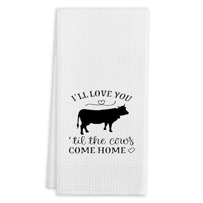 QIYUHOY Cow Kitchen Decor Cows Come Home Tea Towels, 16x24 Inch