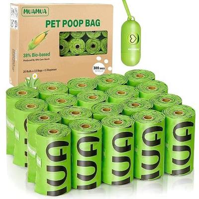 Biodegradable Dog Poop Bags 300 Count, 20 Rolls, Recyclable Waste with Dispenser, Large 9 x 13 Inches, Extra Thick, Leak Proof for Dogs and Cats