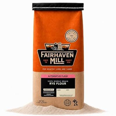 Fairhaven Mill Fine Ground Whole Grain Rye Flour, 5 lbs | USDA Organic Certified, Non-GMO, Ideal for Pumpernickel, Artisan Breads & Sourdough, USA Grown and Milled