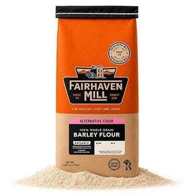 Fairhaven Mill Whole Grain Barley Flour, 5 lbs Bag | USDA Organic Certified, Non-GMO, Supports Cardiovascular Health, USA Grown and Milled