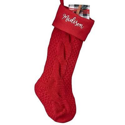 Cozy Cable Knit Christmas Stocking-Red