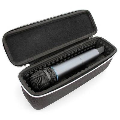 CASEMATIX Wireless Microphone Case Compatible with Two Wireless Mic System Microphones Up To 10.75" by Sennheiser, Shure and More - Sleek Mic Case For Travel with Zipper for Singing or Karaoke