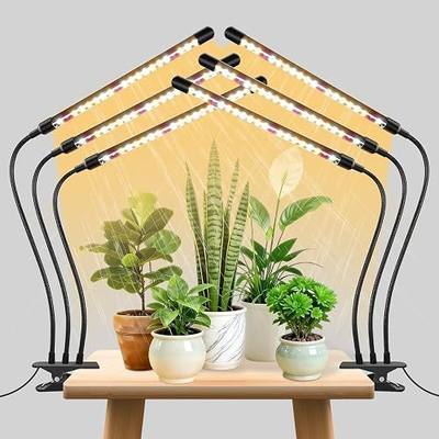 SDOVUERC 3head Plant Lights, 2Pack Grow Lights for Seed Starting, Full Spectrum Growing Lamps with Clip for Indoor Plants, Auto ON & Off Timer 3/9/12H, 3 Switch Modes, 10-Level Dimmable Brightness