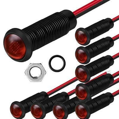 Gebildet 10pcs LED Plastic Indicator Pilot Light AC/DC 12-24V Mounting Hole Size 6mm(Red)